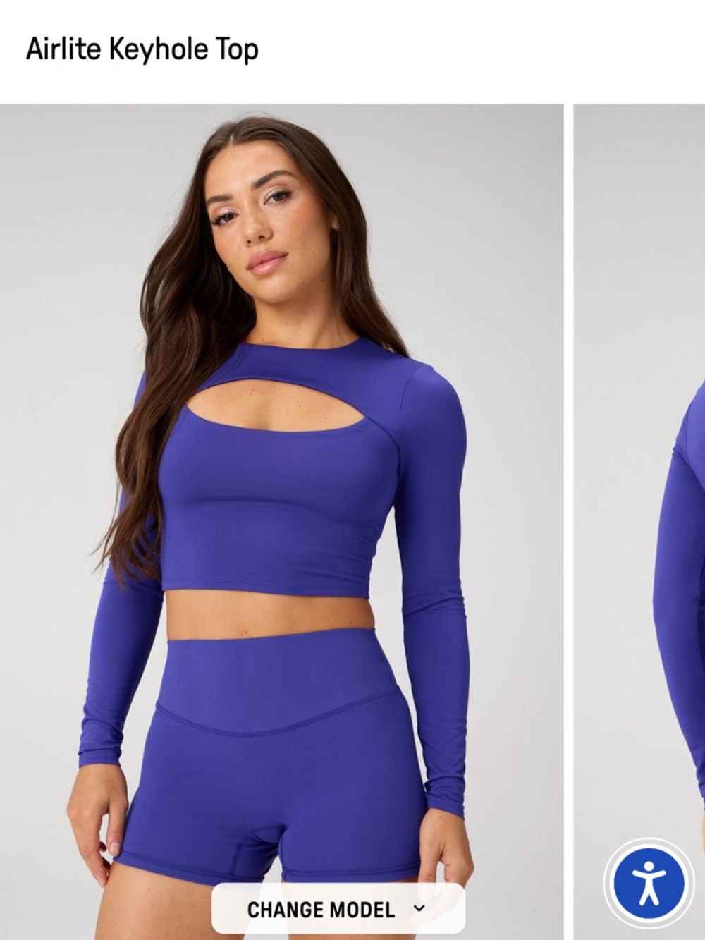 Fabletics NWT Airlite Keyhole Long-Sleeve Crop Top and Leggings - Purple -Size L